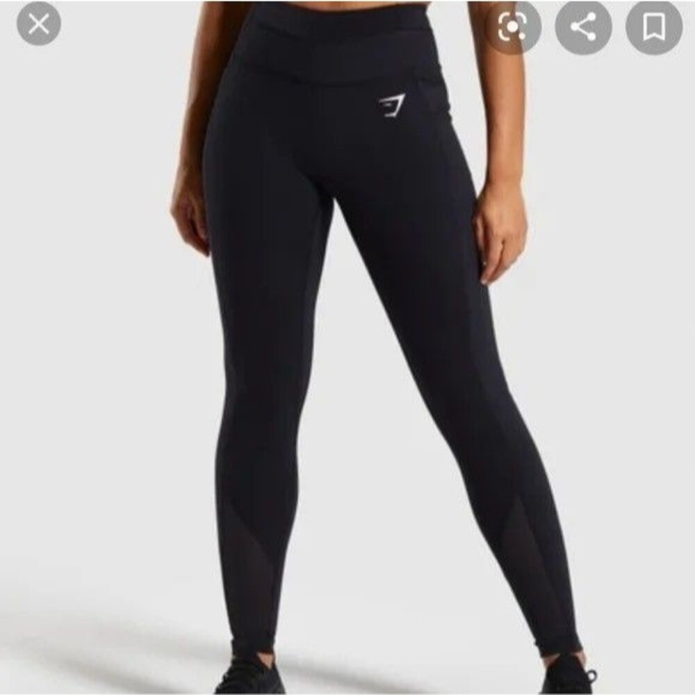 GYMSHARK Dreamy Mesh Leggings S Black High Rise Full Length EUC B53